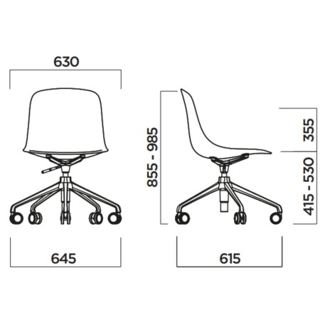 Dimensions Chaise Pure Loop Mono pivotante réglable 5 star