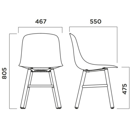 Dimensions Chaise Pure Loop Mono Retro pieds en bois
