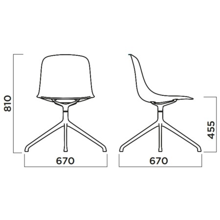 Chaise pivotante salle de réunion tissu et piètement 4 branches – Pure Loop Mono 2