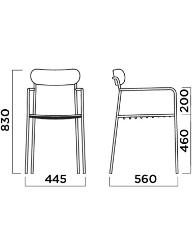 Dimensions Chaise de terrasse entièrement en acier - UTI