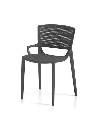 Chaise Fiorellina en plastique anthracite - ajourée pour extérieur