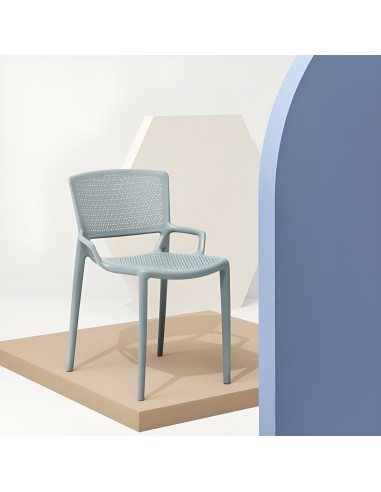 Chaise Fiorellina en plastique bleu - style mesh moderne