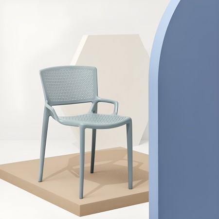 Chaise Fiorellina en plastique bleu - style mesh moderne