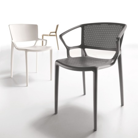 Chaise avec accoudoirs en plastique pour extérieurs - Fiorellina 