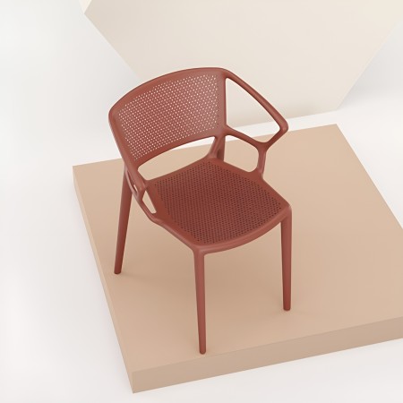 Chaise en plastique rouge vue de dessus - effet résille Fiorellina 