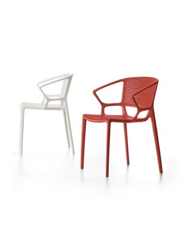 Chaise Fiorellina en plastique blanc avec accoudoirs - style aéré