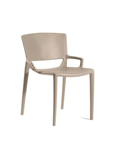 Chaise Fiorellina couleur sable - plastique rigide et dossier plein