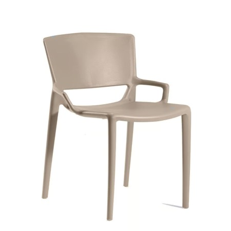 Chaise Fiorellina couleur sable - plastique rigide et dossier plein