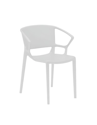 Chaise Fiorellina en blanc - dossier plein et accoudoirs pour confort optimal 