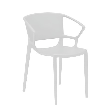 Chaise Fiorellina en blanc - dossier plein et accoudoirs pour confort optimal 