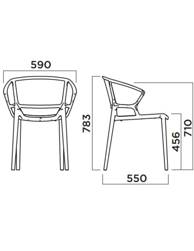 Dimensions Chaise empilable Fiorellina - plastique 