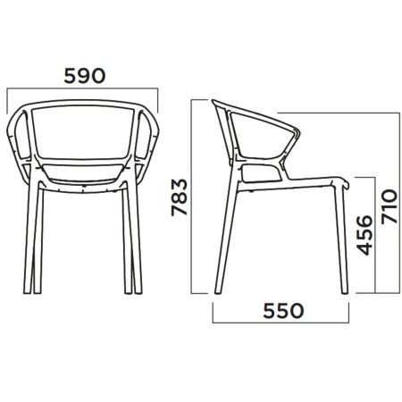 Dimensions Chaise empilable Fiorellina - plastique 