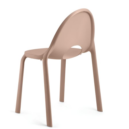 Chaise Drop vue arrière en coloris Cipria, forme enveloppante et courbes douces