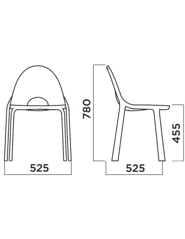 Dimensions techniques de la chaise Drop
