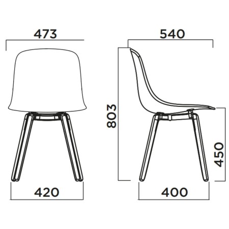 Dimensions chaise tissu et pieds bois pour salle d’accueil ou restaurant