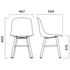 Dimensions siège en tissu avec piètement bois scandinave – Pure Loop Mono Wood Retro
