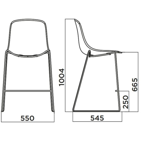 Dimensions tabouret snack tissu 66 cm piètement métal – Pure Loop Mono Kitchen