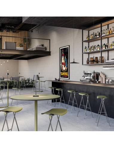 tabouret de cafétaria ou salle de pause - acier et plastique vert Flip