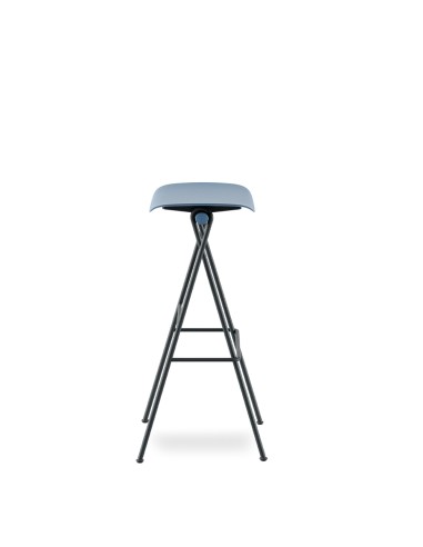 Tabouret de cuisine Flip - acier noir et plastique bleu design simple et moderne