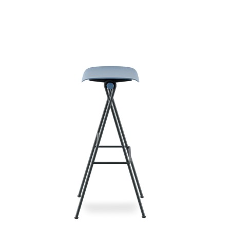 Tabouret de cuisine Flip - acier noir et plastique bleu design simple et moderne