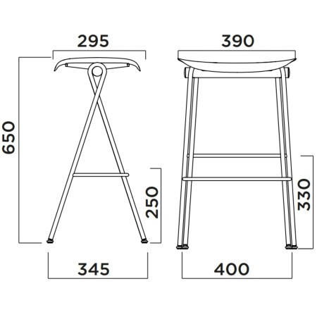 Dimensions Tabouret Flip de cuisine avec assise en plastique