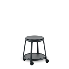 Tabouret minimaliste ROUND&ROLL - avec roulettes et acier noir