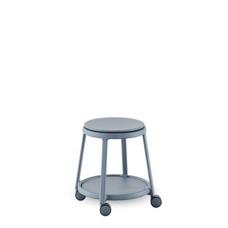 	tabouret pivotant design mobile avec tablette de rangement basse ROUND&ROLL