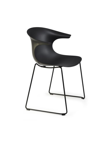 fauteuil outdoor avec base métallique Loop Mono résistant en noir