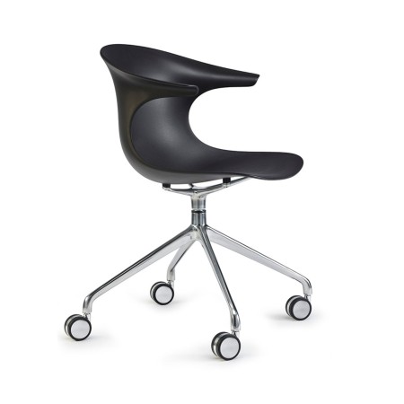 Chaise de réunion pivotante à roulettes noire – Loop Mono Design