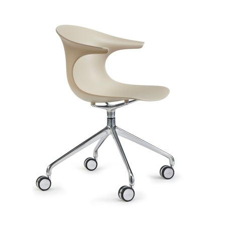 Chaise de réunion pivotante à roulettes sable – Loop Mono Design