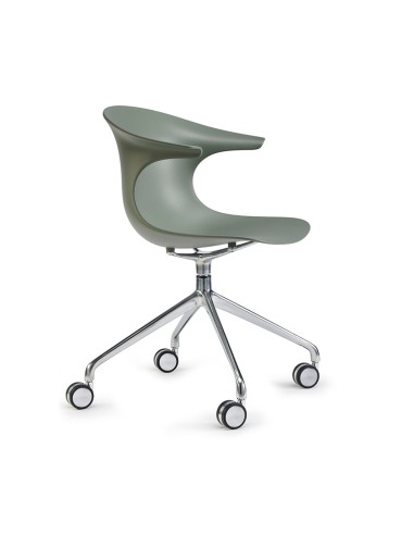 Chaise de réunion pivotante à roulettes vert – Loop Mono Design