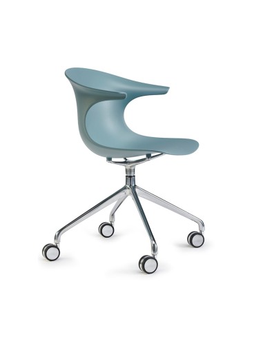 Chaise de réunion pivotante à roulettes bleu – Loop Mono Design