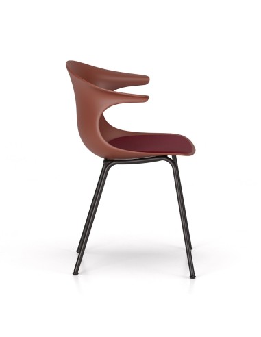 Chaise coque rigide et coussin tissu pour accueil, vue de profil – Loop Mono Design