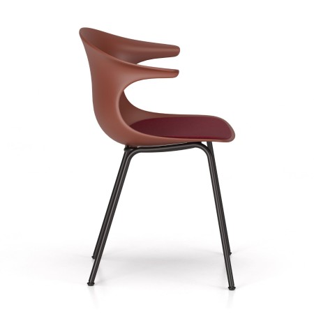 Chaise coque rigide et coussin tissu pour accueil, vue de profil – Loop Mono Design