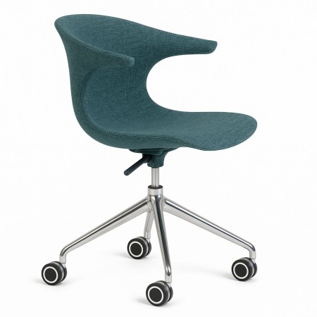 Chaise réglable 4 branches à roulettes tissu bleu – Loop Mono Design