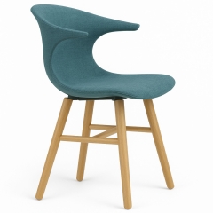 chaise rétro en tissu avec pieds en bois