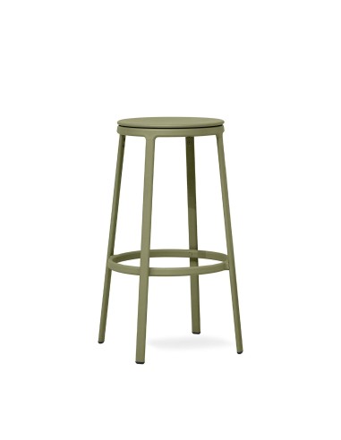 Tabouret design moderne ROUND&ROUND vert kaki en plastique avec structure fine