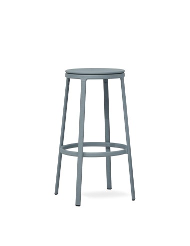 Tabouret haut ROUND&ROUND bleu gris avec repose-pieds circulaire