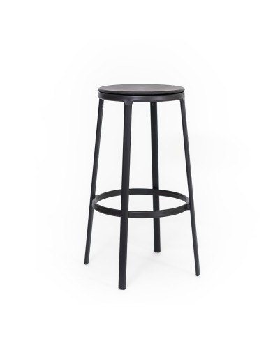 Tabouret de bar extérieur ROUND&ROUND avec structure acier et assise plastique