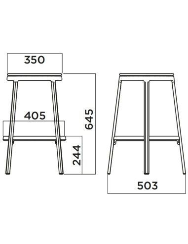Dimensions Tabouret pivotant ROUND&ROUND en bois - cuisine 