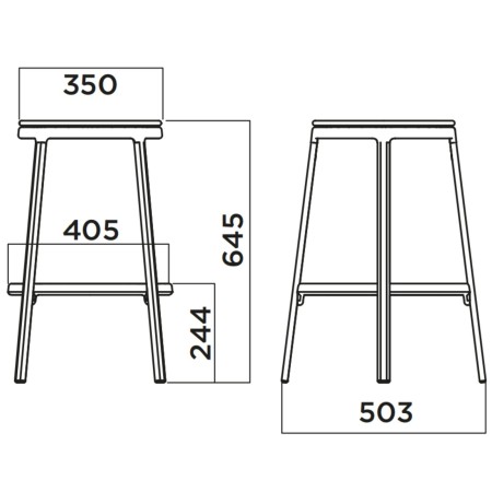 Dimensions Tabouret pivotant ROUND&ROUND en bois - cuisine 