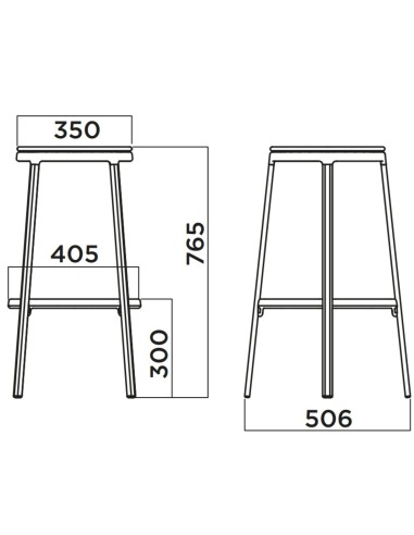 Dimensions Tabouret de bar avec assise tissu – ROUND&ROUND