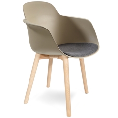 Chaise coque plastique avec assise tissu anthracite et pieds en bois – Sicla Wood