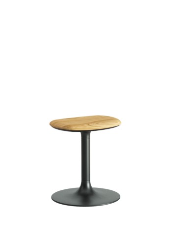 Tabouret Flink bas finition bois naturel avec piétement noir, idéal pour espaces collaboratifs ou cuisine contemporaine