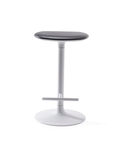 Tabouret haut Flink Wood avec assise en bois noir et piètement blanc, style minimaliste moderne