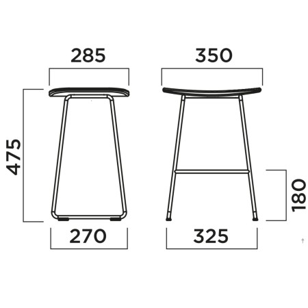 Dimensions KLEJN tabouret bas