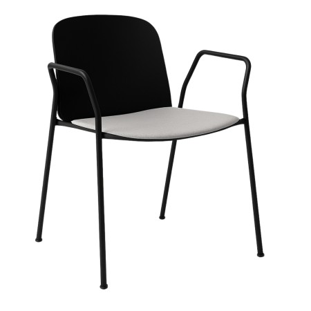 Chaise Relief avec assise fine rembourrée et accoudoirs fermés