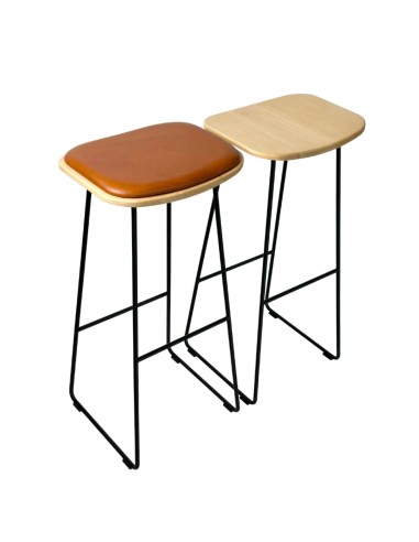 KLEJN tabouret de cuisine en bois de frêne et assise en tissu