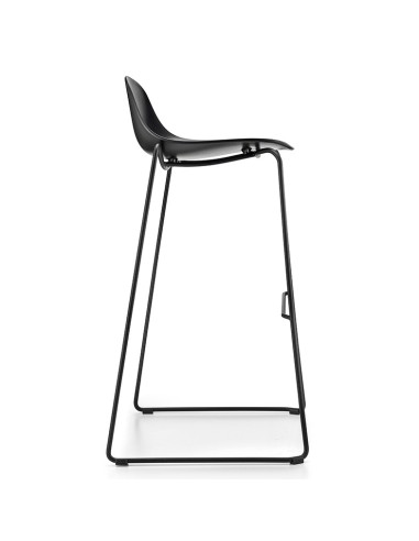 Tabouret de bar Pure Loop Mini Rod avec coque plastique et pieds traîneau empilable