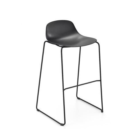 Tabouret de bar Pure Loop Mini Rod avec piètement traîneau vert et coque noire